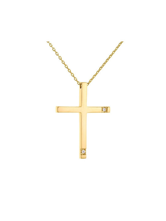 Papoulidis Jewellery Women's Gold Cross 14K with Chain