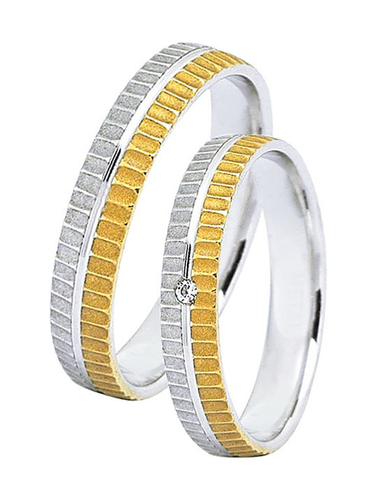 DekaGold Ehering-Set Zweifarbig mit Diamant