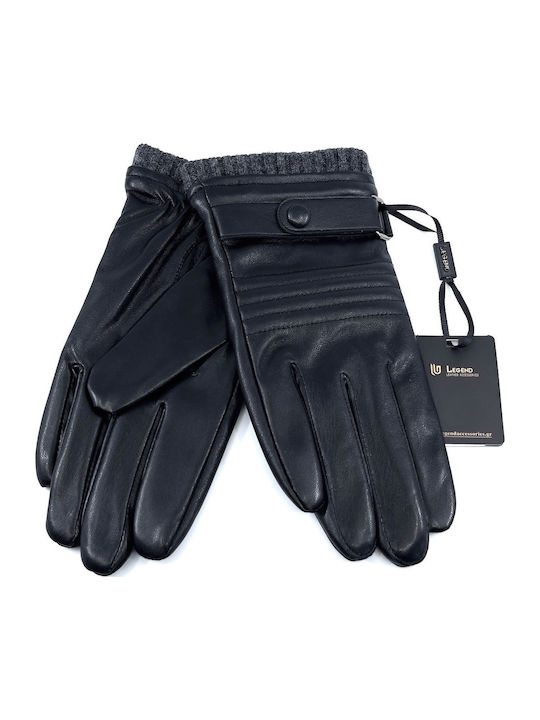 Legend Accessories Μαύρα Ανδρικά Δερμάτινα Γάντια Αφής