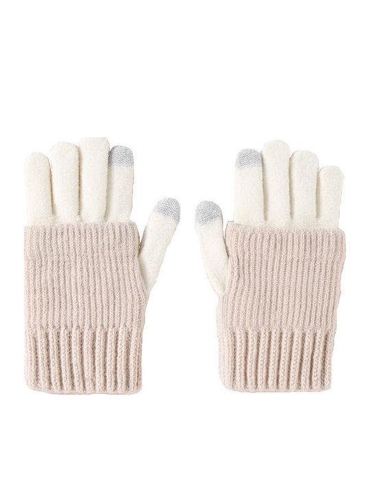 Weiß Gestrickt Handschuhe Berührung