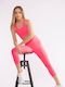Training Γυναικείο Cropped Κολάν Σύσφιξης Ψηλόμεσο & Push Up Ροζ