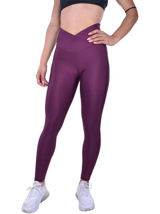 Axidwear Frauen Lang Leggings Hochgeschnitten Lila