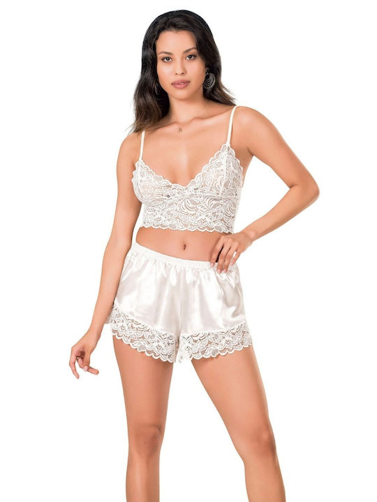 Moongirl De vară Satin Babydoll Alb