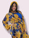Women's Yellow Set with Pants with Elastic in Loose Fit Floral