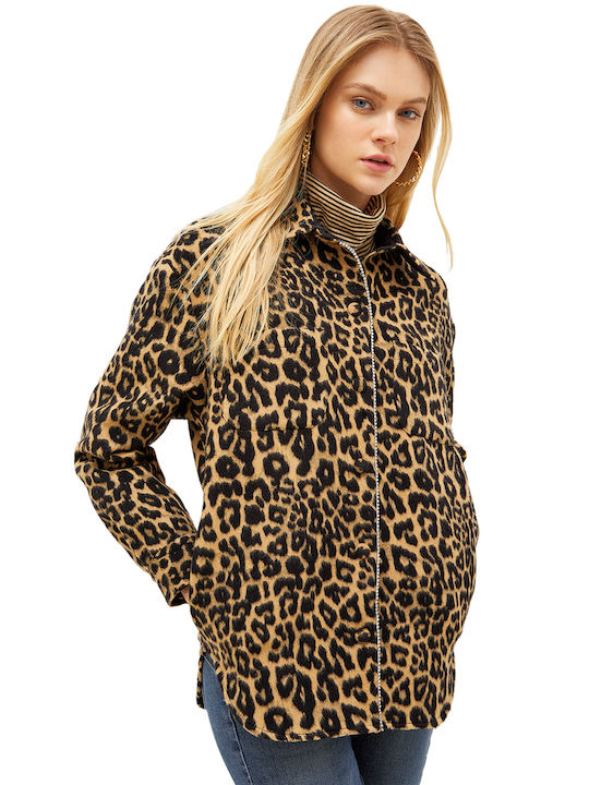 Liu Jo Palton pentru femei Leopardul Overshirt