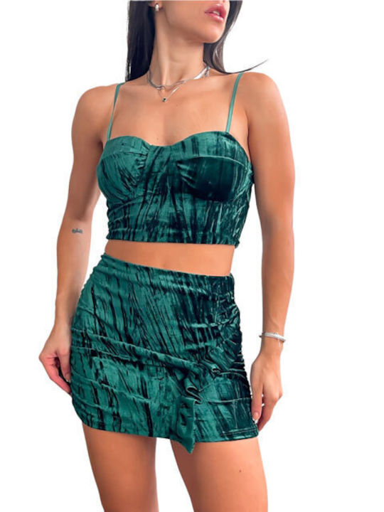 Chica High Waist Skirt in Green color