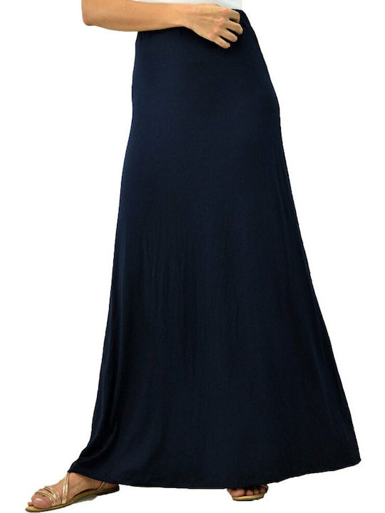 Hoch tailliert Maxi Rock Marineblau
