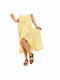 First Woman High Waist Women's Midi Croise Skirt Floral Yellow