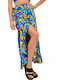 First Woman High Waist Maxi Envelope Skirt Floral in Blue color