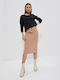 Make your image Pencil High Waist Midi Skirt in Beige color