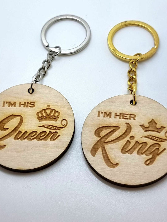 Fly Digital Σετ Μπρελόκ King Ξύλινα για Ζευγάρια 2τμχ
