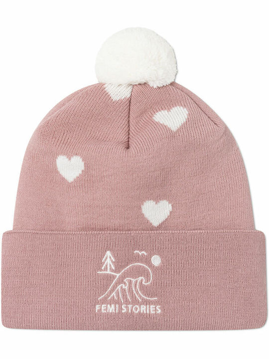 Femi Stories Knitted Beanie Cap Pink