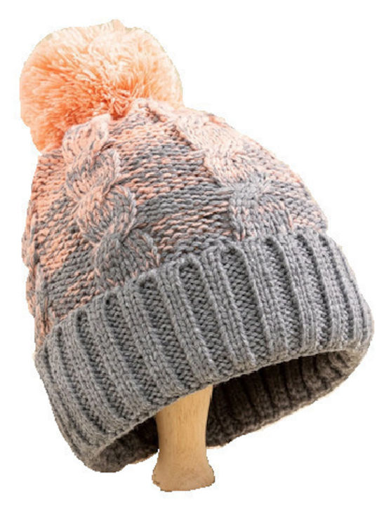 Tatu Moyo Pom Pom Beanie Unisex Beanie mit Strickmuster in Gray Farbe