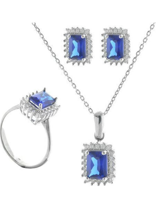 Paraxenies Set with Necklace , Earrings & Ring from Silver Gold Plated with Stones