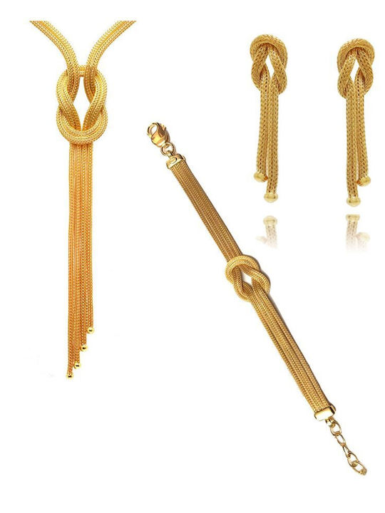 Paraxenies Set mit Halskette , Ohrringe & Armband aus Silber Vergoldet