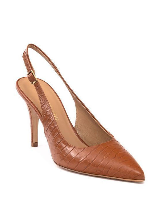 Philippe Lang Leder Pumps Tabac Braun