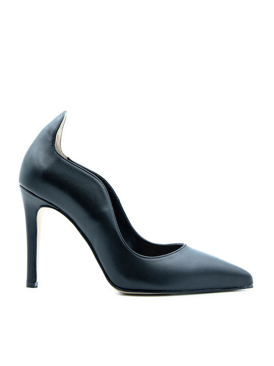 Rolling Steps Shoes Leather Pointed Toe Black Heels