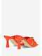Mules with Thin High Heel in Orange Color