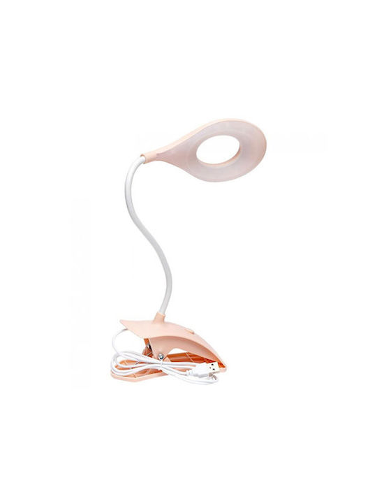 USB LED Φωτιστικό Γραφείου με Εύκαμπτο Βραχίονα και Κλιπ σε Ροζ Χρώμα