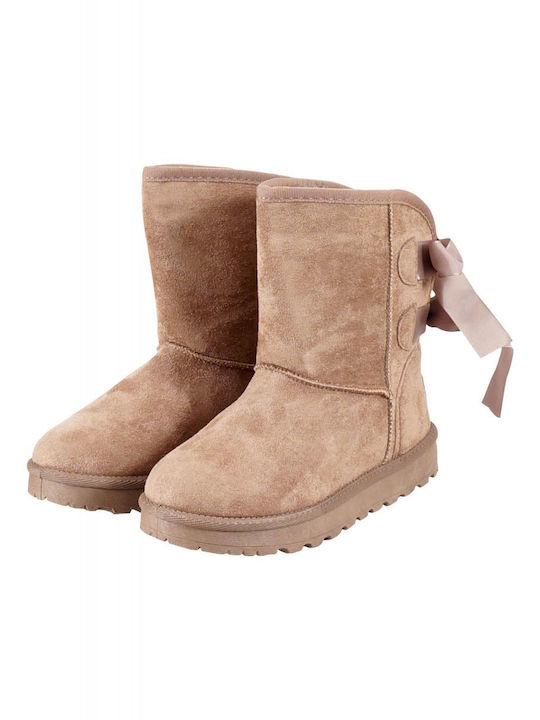 G Secret Wildleder Damen Knöchelstiefel mit Pelz Beige