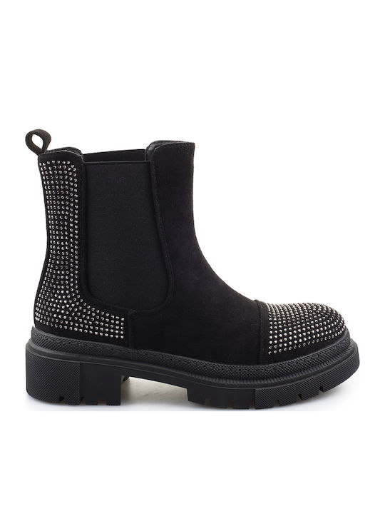 Fshoes Ghete dama de catifea Negru