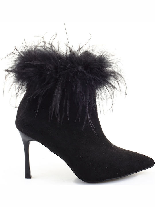 Fshoes Suede Γυναικεία Μποτάκια Μαύρα