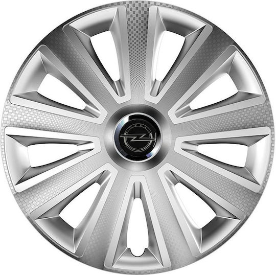 Versaco Σετ Τάσια Αυτοκινήτου Aviator Carbon RC με Σήμα Opel 4τμχ 15" Ασημί/Ασημί