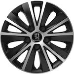 Versaco Car Hubcap Set Rapide with Peugeot Emblem 15" 4pcs Black