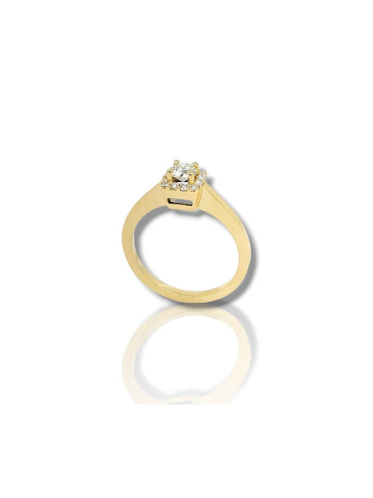 Mentzos Single Stone from Gold 18K with Diamond