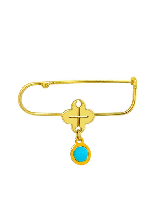 Xryseio Child Safety Pin made of Gold 14K with Cross