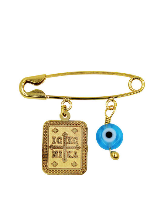 Roloi Kaliamanis Child Safety Pin made of Gold 9K with Constantinato for Boy