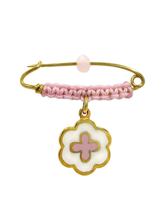 Roloi Kaliamanis Child Safety Pin made of Gold 9K with Cross for Girl