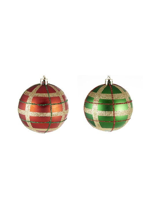 Hanging Ball Ornament Red Set 6pcs