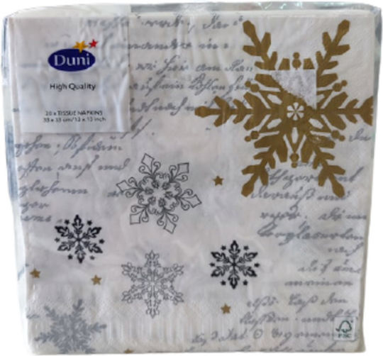 Duni Șervețele de Crăciun cu Fulgi 20 Bucăți Duni Șervețele de Crăciun cu Fulgi 20 Bucăți