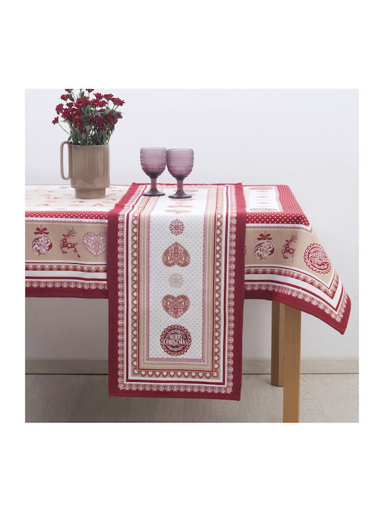 Christmas Tablecloth Fabric Red L180xW140cm 1pcs