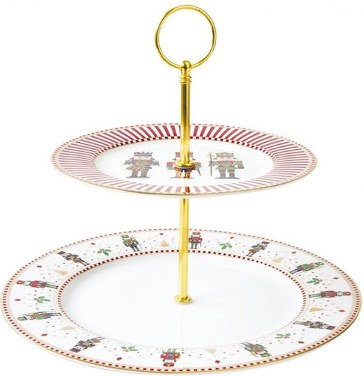 Easylife Christmas Dessert Tower Stands Porcelain White L19xW19xD27cm.