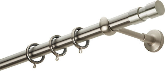 Zogometal Μεταλλικό Κουρτινόξυλο Μονό Φ25mm 40εκ. Ασημί