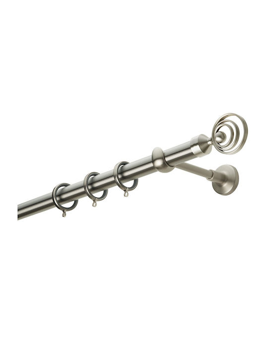 Zogometal Μεταλλικό Κουρτινόξυλο E0480 Μονό Φ25mm 40εκ. Ασημί