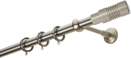 Zogometal Μεταλλικό Κουρτινόξυλο Μονό Φ25mm 40εκ. Ασημί