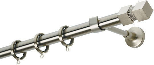 Zogometal Μεταλλικό Κουρτινόξυλο E4136 Μονό Φ25mm 40εκ. Ασημί