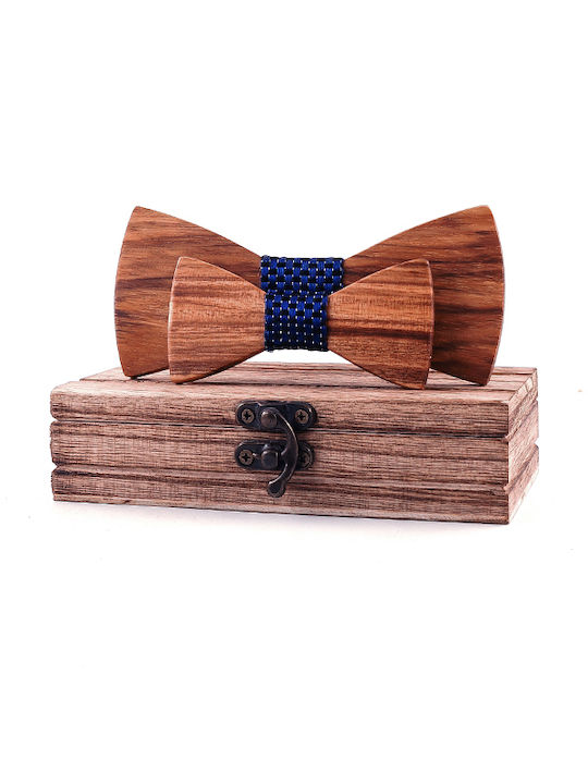 Legend Accessories Wooden Bow Tie Set with Kids Bow Tie Navy Blue