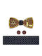 Legend Accessories Σετ Ξύλινo Παπιγιόν με Μανικετόκουμπα & Μαντήλι Legend Πολύχρωμο