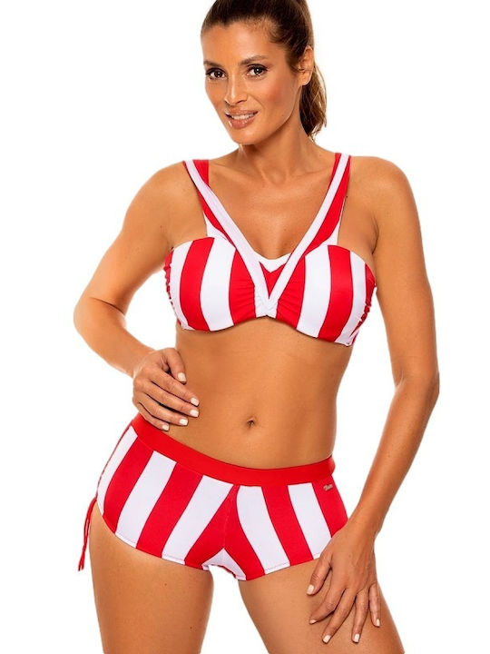 Set Bikini Push Up Ψηλόμεσο Κόκκινο
