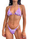 Set Bikini 3 Τεμαχίων Τριγωνάκι Floral Μωβ