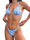 Set Bikini 3 Pieces Triangle & Brazil Floral Light Blue