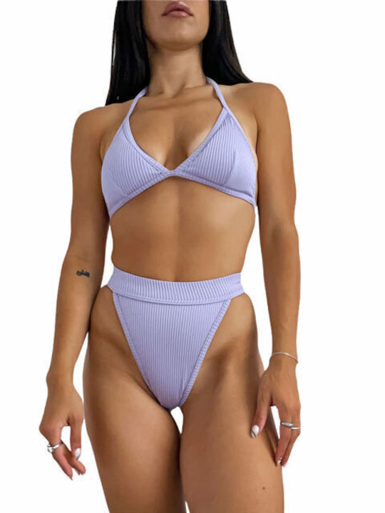 Set Bikini Τριγωνάκι & String Ψηλόμεσο Λιλά