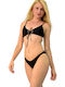 Potre Bikini Set Bra & Brazil Bottom with Adjustable Straps Black