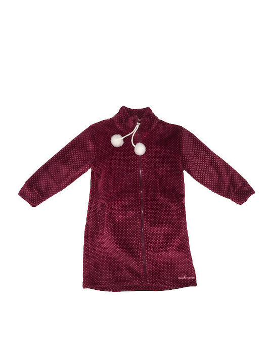 Noidinotte Kinder Bademantel Winterlich Fleece Burgundisch