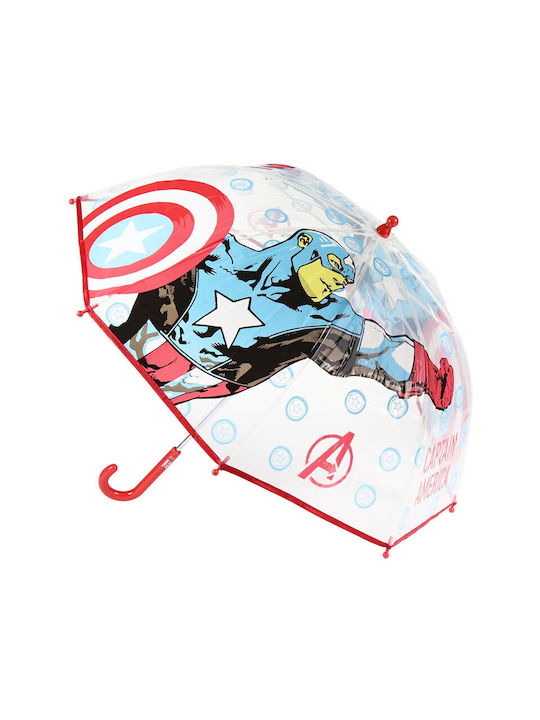 Cerda Kids Curved Handle Umbrella with Diameter 71cm Transparent