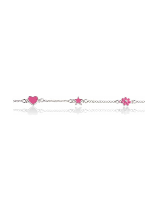 Bijou Box Kids Bracelet Chain from Silver with Heart & Flower